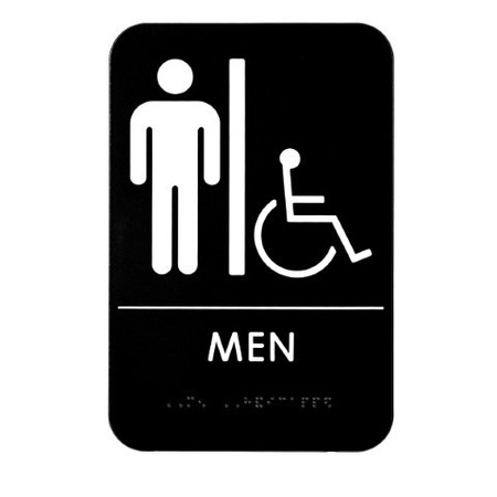 ALPINE INDUSTRIES Mens Braille Handicapped Restroom Sign, Black/White, ADA Compliant, 6x9, PK15 ALPSGN-2-10pk